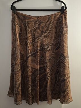 Jones New York Collection Women's Brown Paisley A-line Circle Skirt